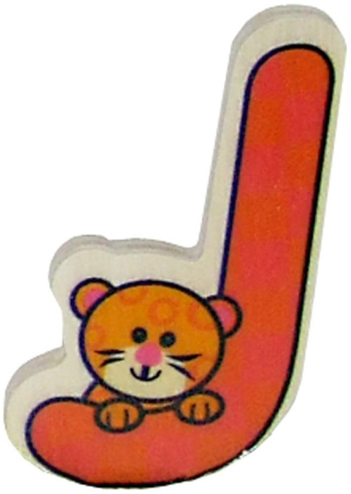 Hess Holzspielzeug 0044J - Buchstabe aus Holz, mit buntem Tiermotiv passend zum Konsonant J, ca. 5 x 6 cm groß, handgefertigt, als Dekoration für´s Kinderzimmer Bild 1