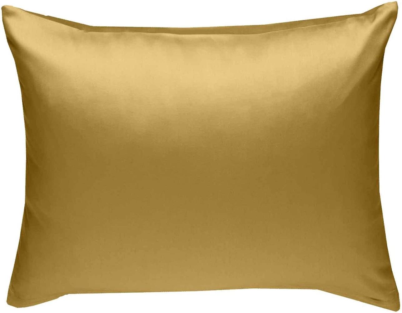 Bettwaesche-mit-Stil Mako-Satin / Baumwollsatin Bettwäsche uni / einfarbig gold Kissenbezug 60x80 cm Bild 1