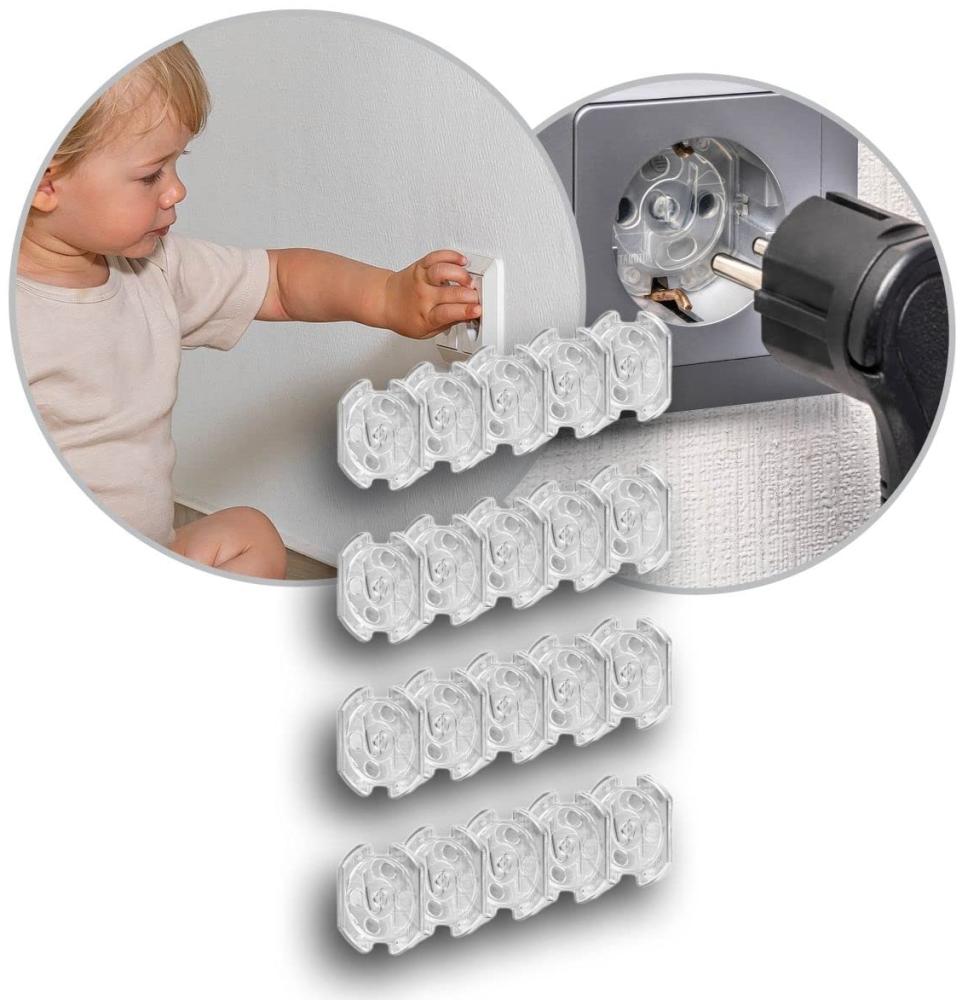 Reer Steckdosenschutz klebbar, Babysicherung, transparent, 30 Stück Bild 1