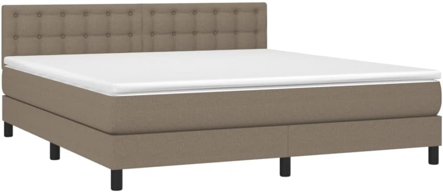 vidaXL Boxspringbett mit Matratze & LED Taupe 160x200 cm Stoff Bild 1