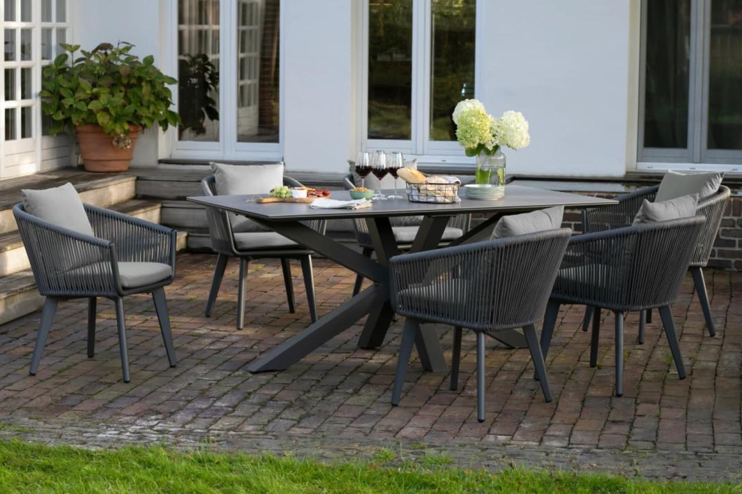 Gartenmöbelset Diningsessel Cadiz mit Tisch Almeria 200x90cm Bild 1