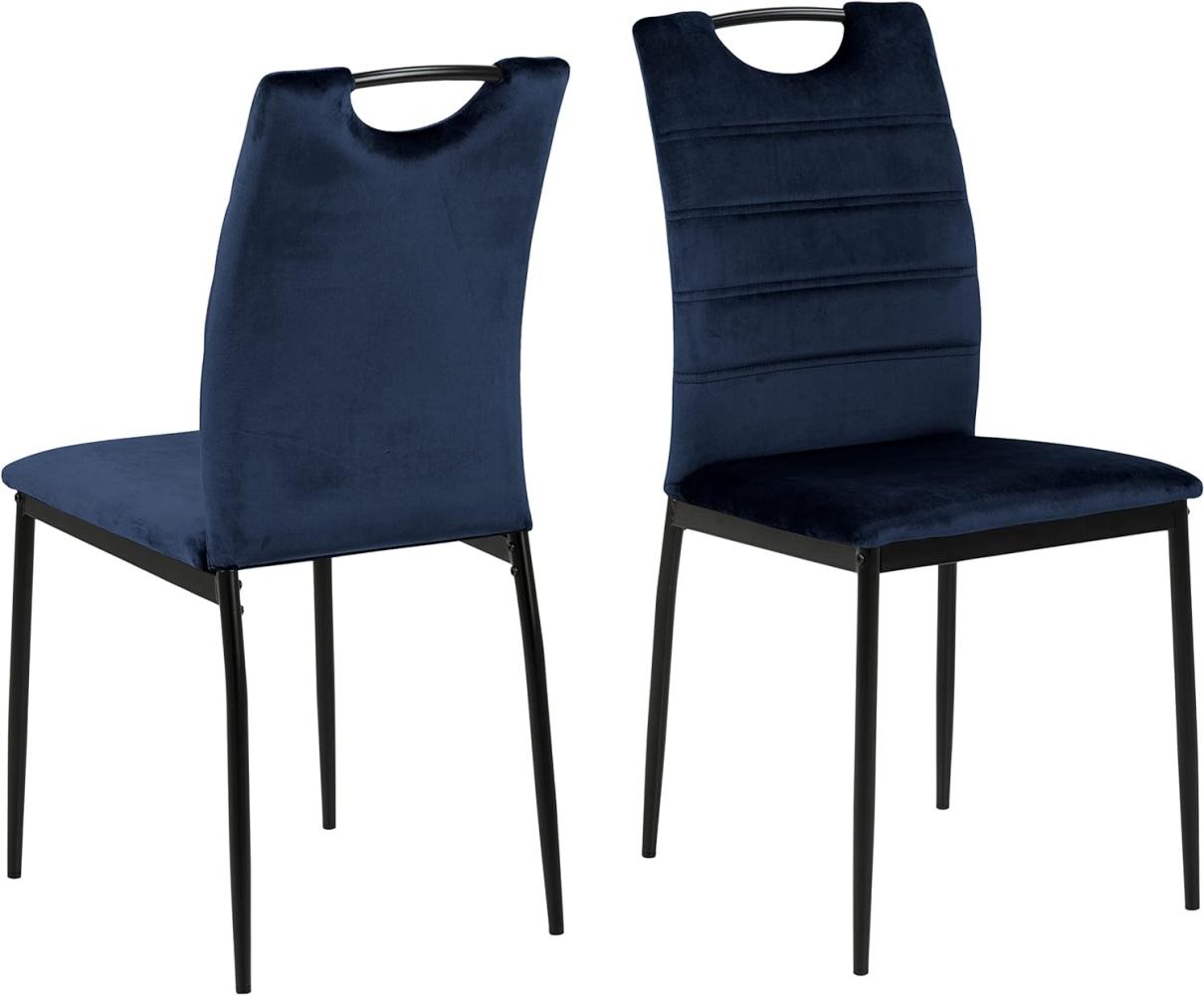 Set 4x Dia Esszimmerstuhl blau schwarz Stuhl Stühle Esszimmer Küche Küchenstühle Bild 1