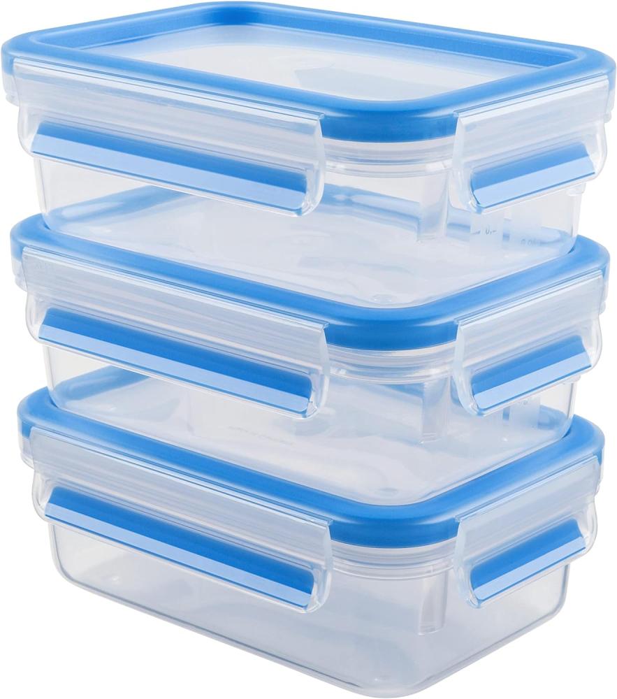 Emsa N10312 Frischhaltedosen-Set, Transparent / Blau, 3 x 0,55 L Bild 1