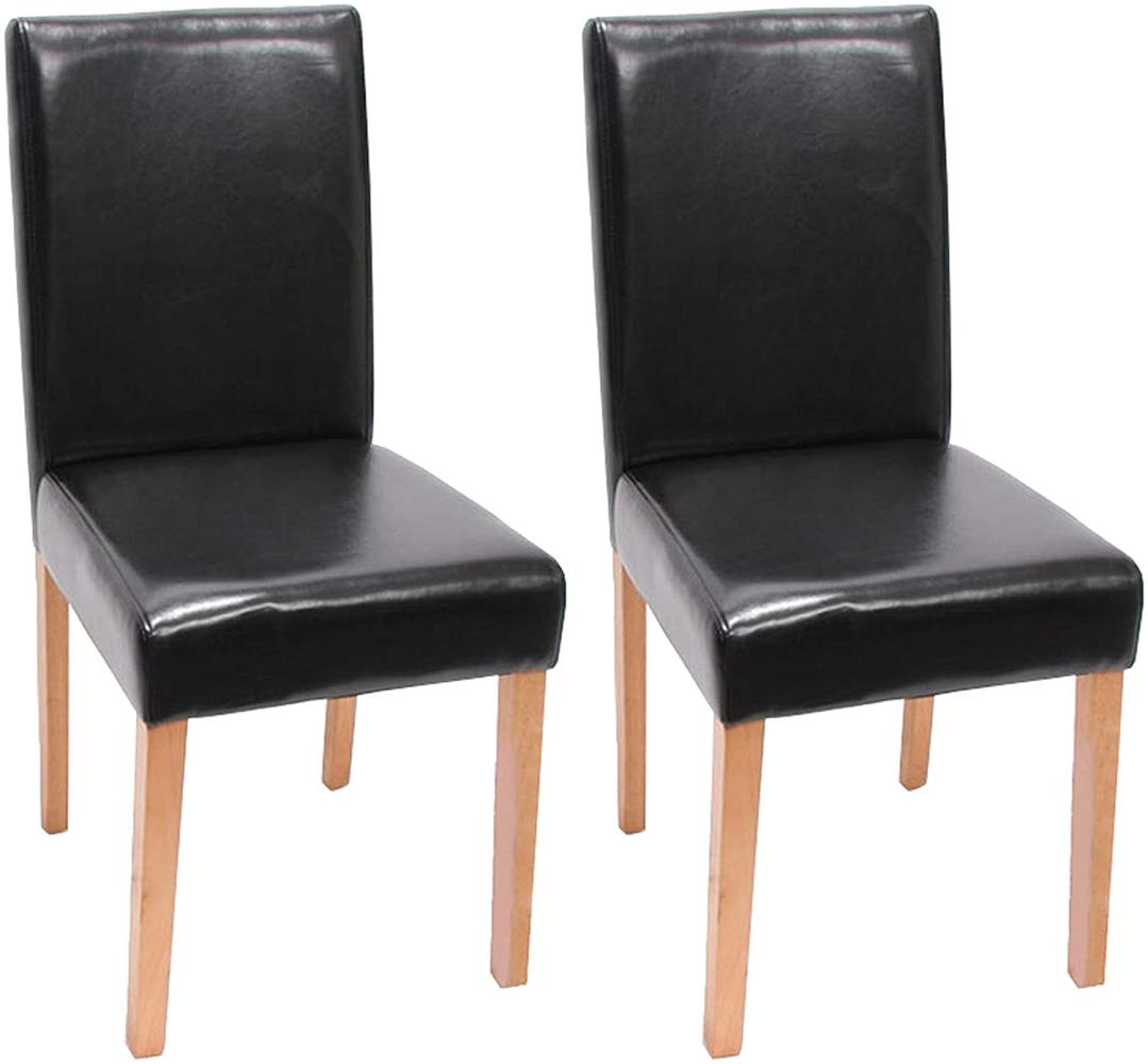 2er-Set Esszimmerstuhl Stuhl Küchenstuhl Littau ~ Kunstleder, schwarz, helle Beine Bild 1
