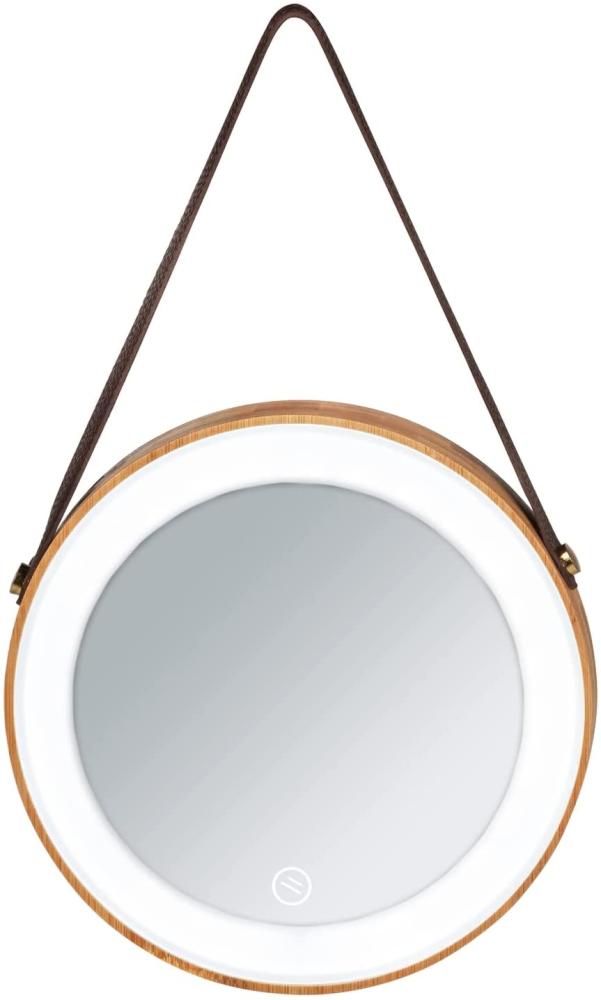 Spiegel mit Bambusrahmen auf Seil, Ø 20,5 cm, WENKO Bild 1