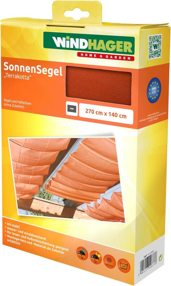 Windhager Sonnensegel für Seilspanntechnik, Wintergarten und Terrassen Beschattung, Seilspannmarkise, 270 x 140 cm, 10877 Bild 1