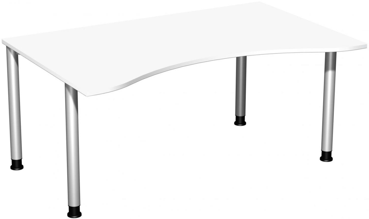 Schreibtisch '4 Fuß Flex' höhenverstellbar, 160x100cm, Weiß / Silber Bild 1