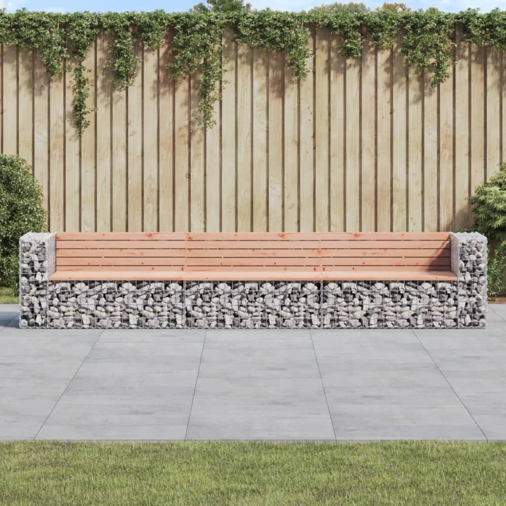 vidaXL Gartenbank aus Gabionen 347x71x65,5 cm Massivholz Douglasie Bild 1