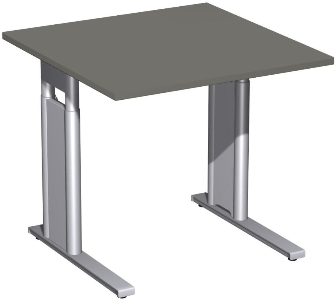 Schreibtisch 'C Fuß Pro' höhenverstellbar, 80x80cm, Graphit / Silber Bild 1