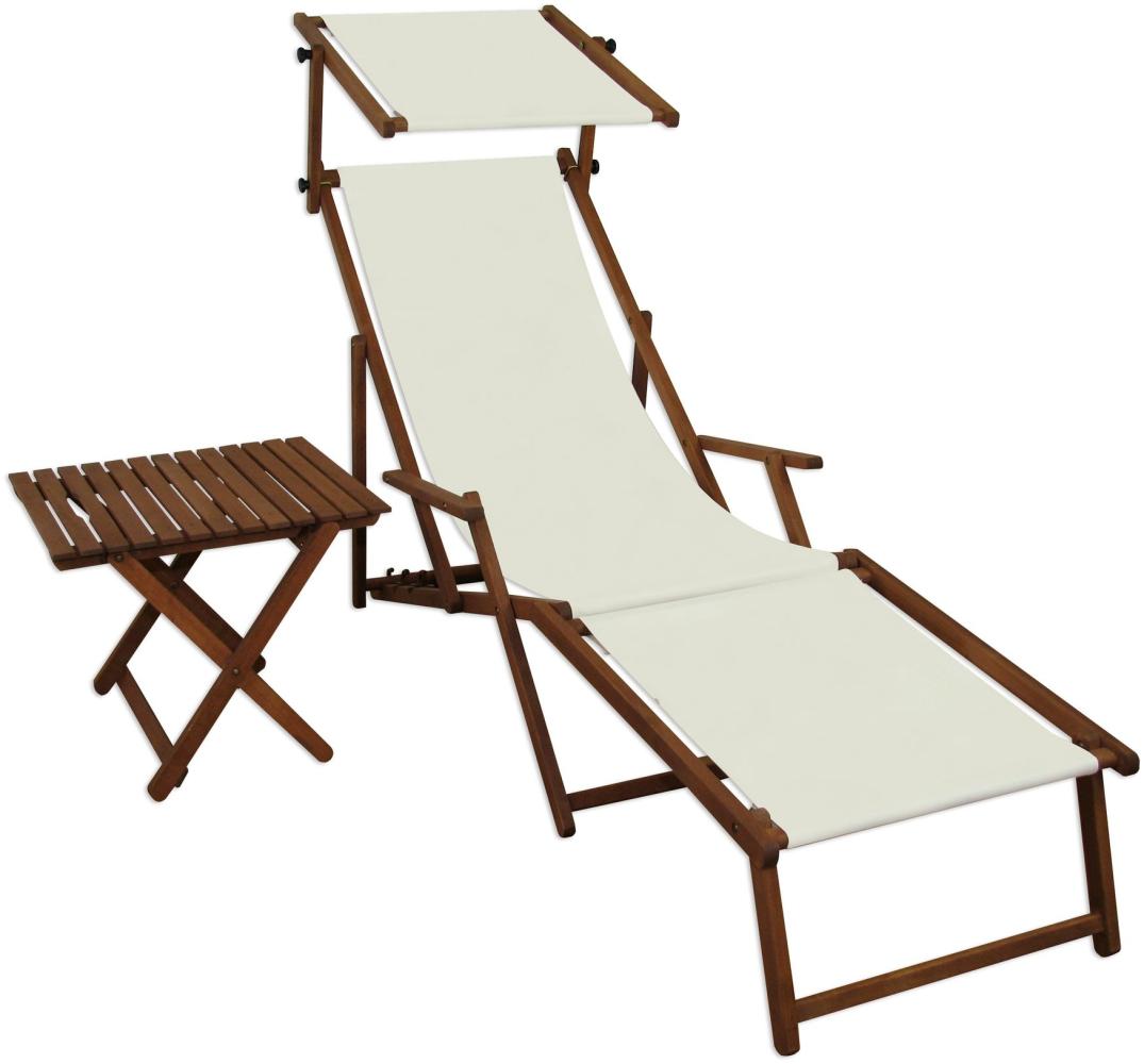 Sonnenliege weiß Liegestuhl Fußteil Sonnendach Tisch Gartenliege Deckchair Strandstuhl 10-303 F S T Bild 1