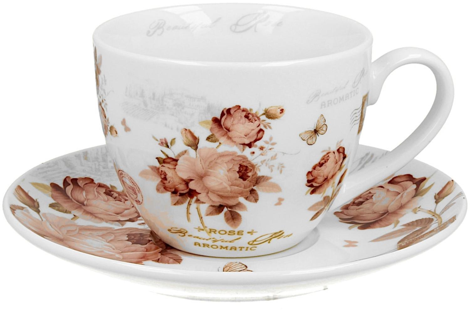 DUO FLORAL Tasse mit Untertasse 250 ml SECESSION, New Bone China Porzellan Bild 1