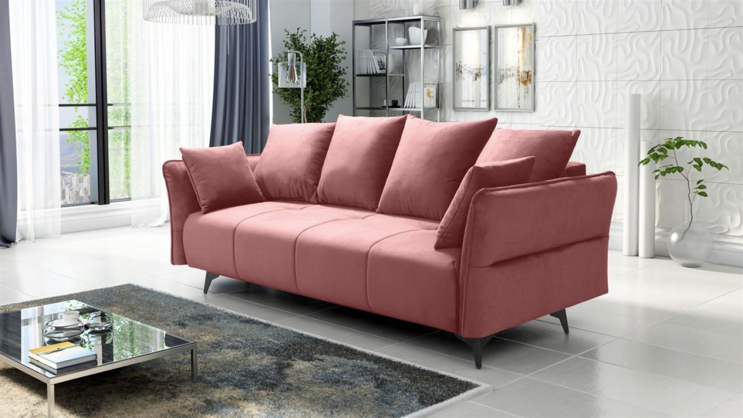 Schlafsofa Sofa 3-Sitzer SADIE Stoff Element Altrosa Bild 1