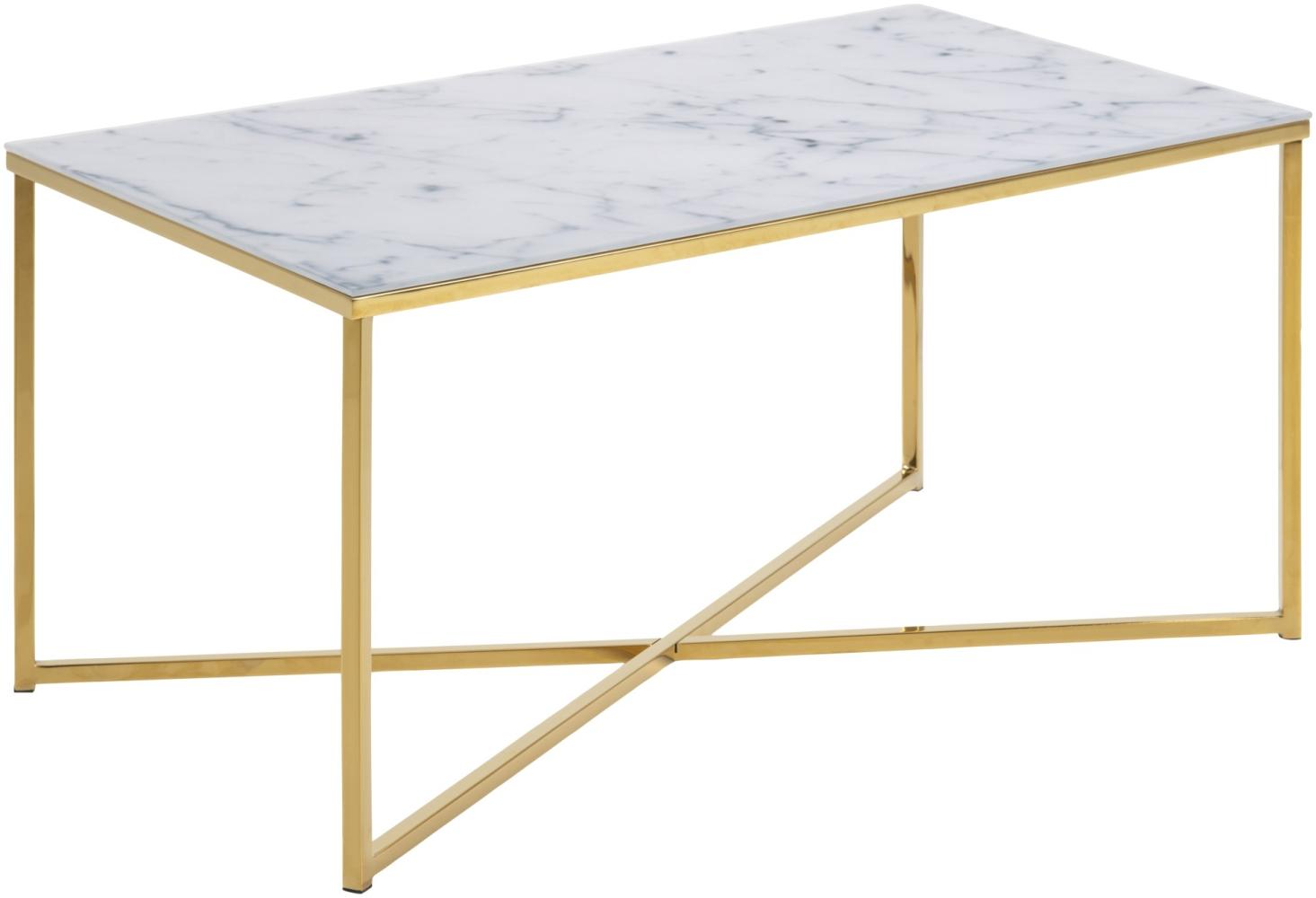 Alisma Couchtisch Marmor Print weiß Holz Wohnzimmer Beistelltisch Tisch Sofa Bild 1