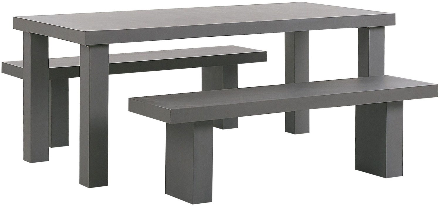 Gartenmöbel Set Beton grau Tisch mit 2 Bänken TARANTO Bild 1