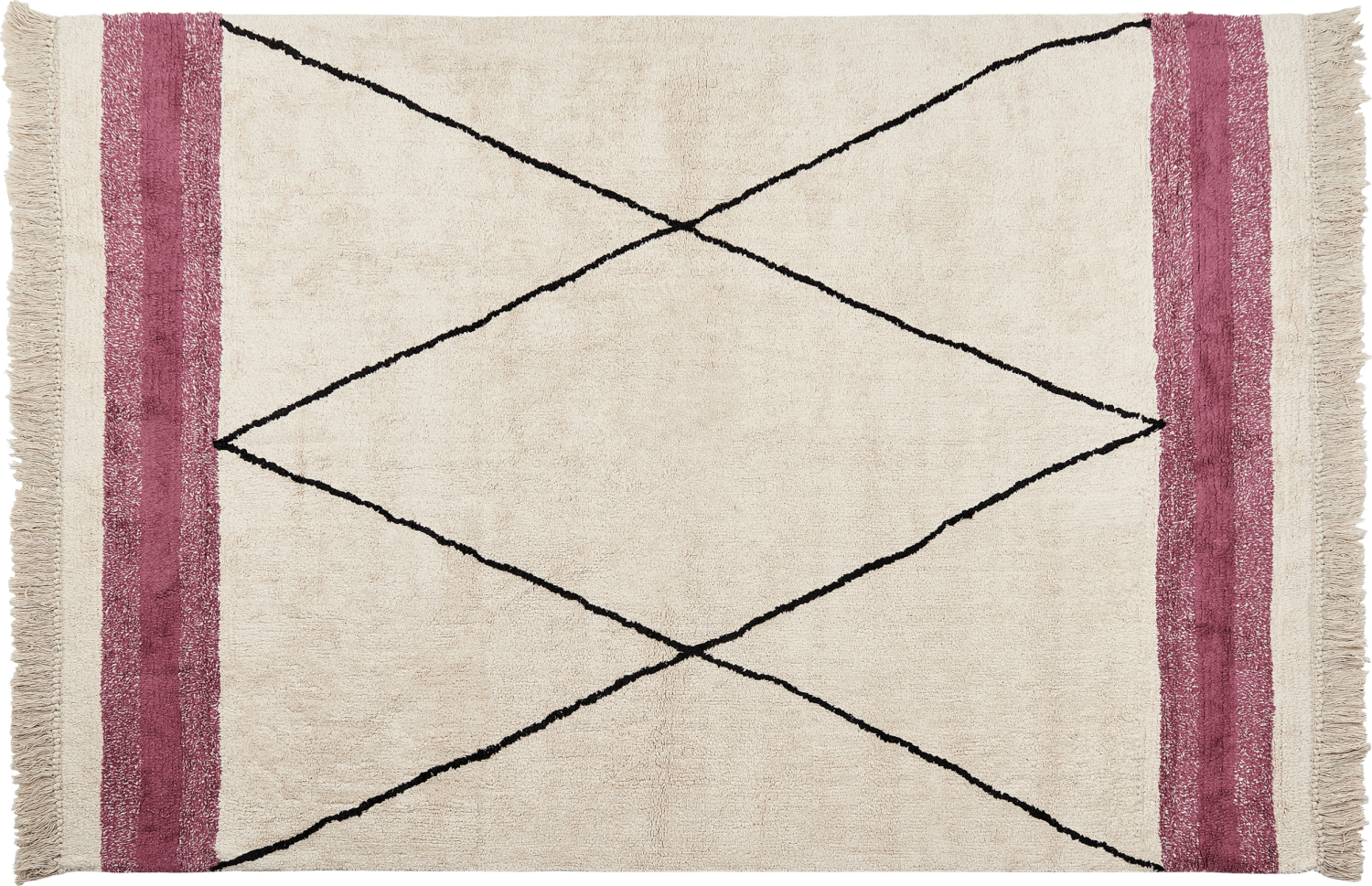 Teppich Baumwolle beige rosa 160 x 230 cm geometrisches Muster Kurzflor AFSAR Bild 1