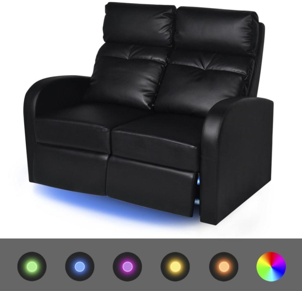 vidaXL Relaxsessel 2-Sitzer mit LED Kunstleder Schwarz Bild 1