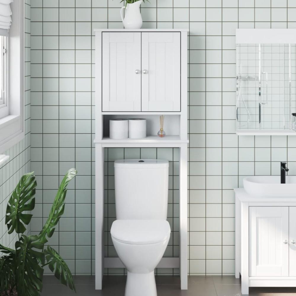 vidaXL Toilettenschrank BERG Weiß 60x27x164,5 cm Massivholz Bild 1