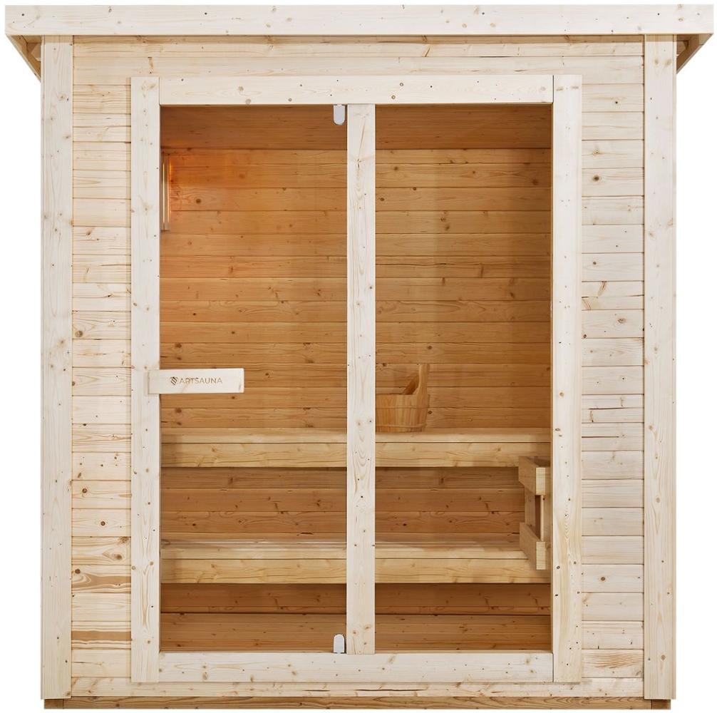 Artsauna Outdoor Sauna Varberg 200 x 160 cm mit 8 kW Ofen & Zubehör - Fichtenholz Gartensauna für 4 Personen - komplett Set Outdoorsauna für Garten Bild 1