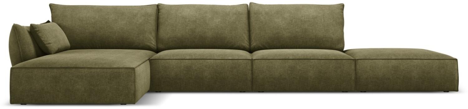 Micadoni 5-Sitzer Ecke links Sofa Kaelle | Bezug Green | Beinfarbe Black Plastic Bild 1