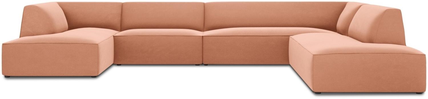 Micadoni 7-Sitzer Samtstoff Panorama Ecke rechts Sofa Ruby | Bezug Pink | Beinfarbe Black Plastic Bild 1