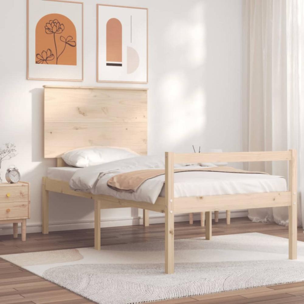 Seniorenbett mit Kopfteil 90x200 cm Massivholz (Farbe: Braun) Bild 1