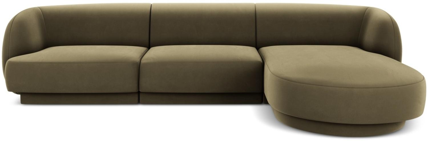 Micadoni 4-Sitzer Samtstoff Ecke rechts Sofa Miley | Bezug Green | Beinfarbe Black Plastic Bild 1
