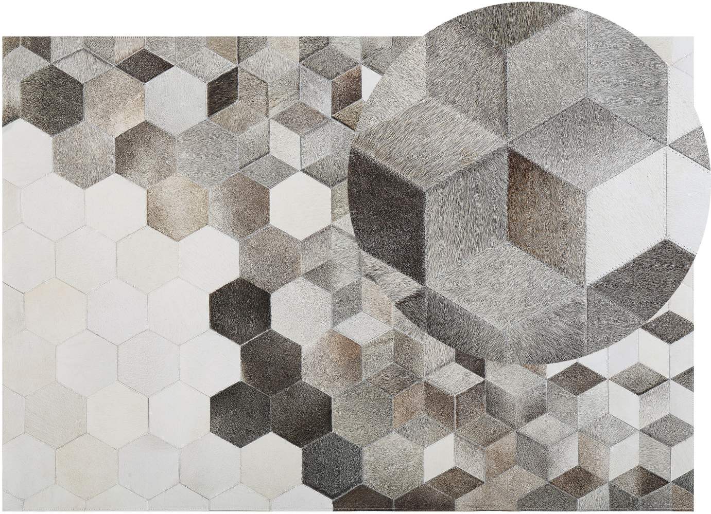 Teppich Kuhfell grau / weiß 140 x 200 cm geometrisches Muster Kurzflor SASON Bild 1