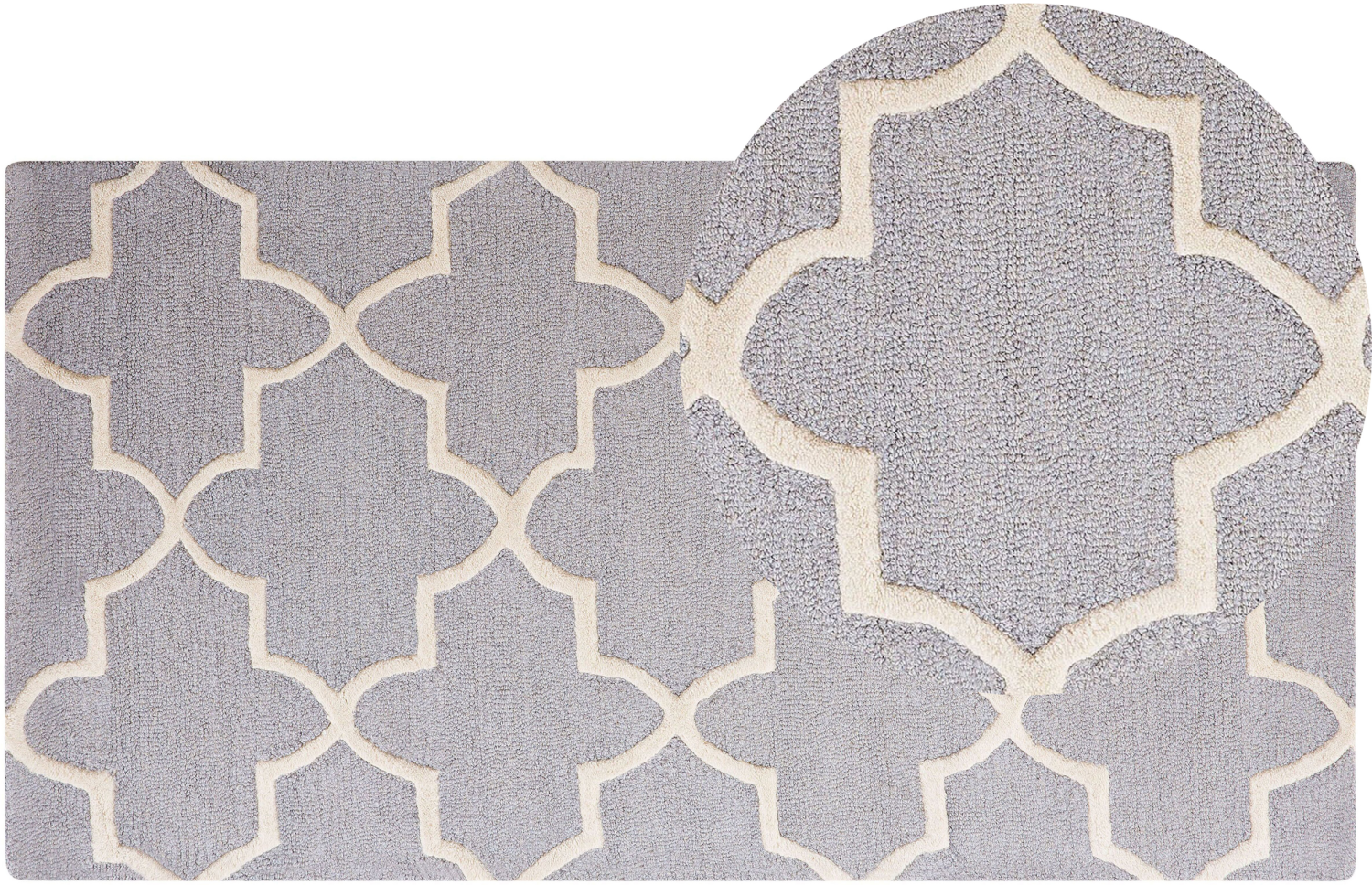 Teppich grau 80 x 150 cm marokkanisches Muster Kurzflor SILVAN Bild 1