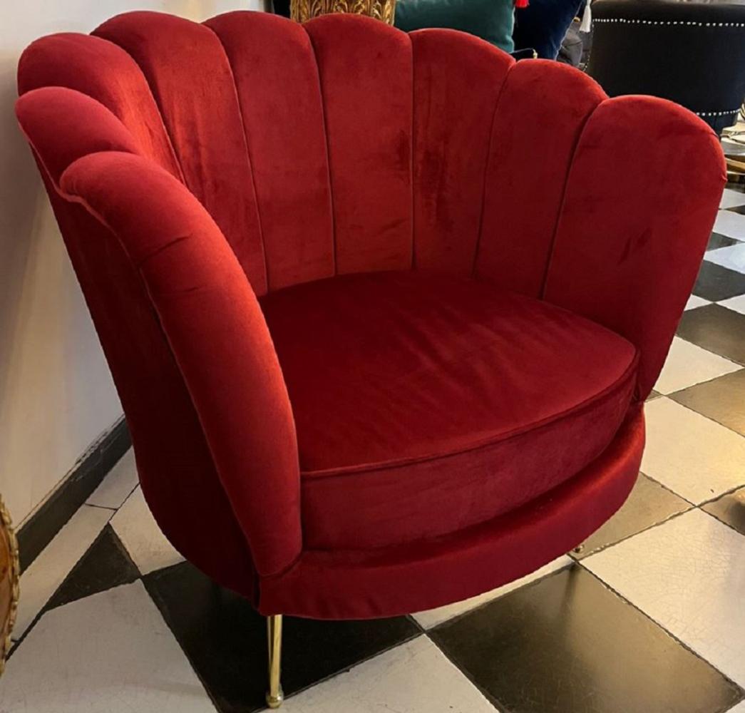 Casa Padrino Luxus Designer Sessel Rot / Gold 96 x 80 x H. 81 cm - Wohnzimmer Sessel - Hotel Sessel - Wohnzimmer Möbel - Luxus Möbel - Wohnzimmer Einrichtung - Luxus Einrichtung - Möbel Luxus Bild 1