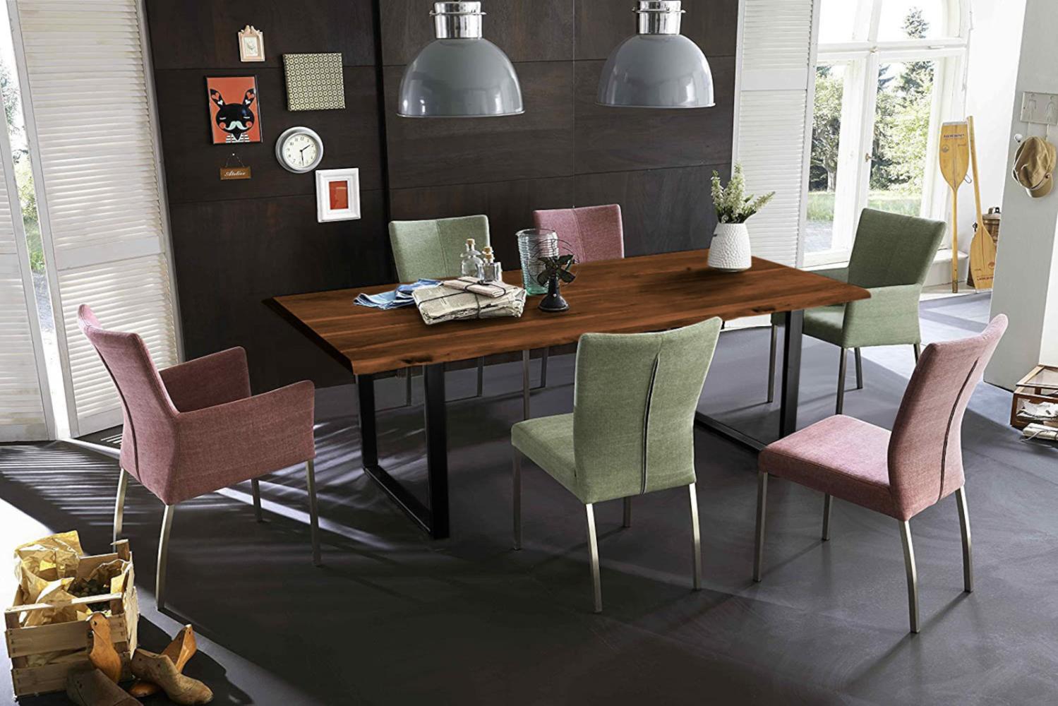 Sit Möbel Tisch 140 x 80 cm, Platte 26 mm, nußbaumfarbig, Gestell schwarz lackiert Bild 1
