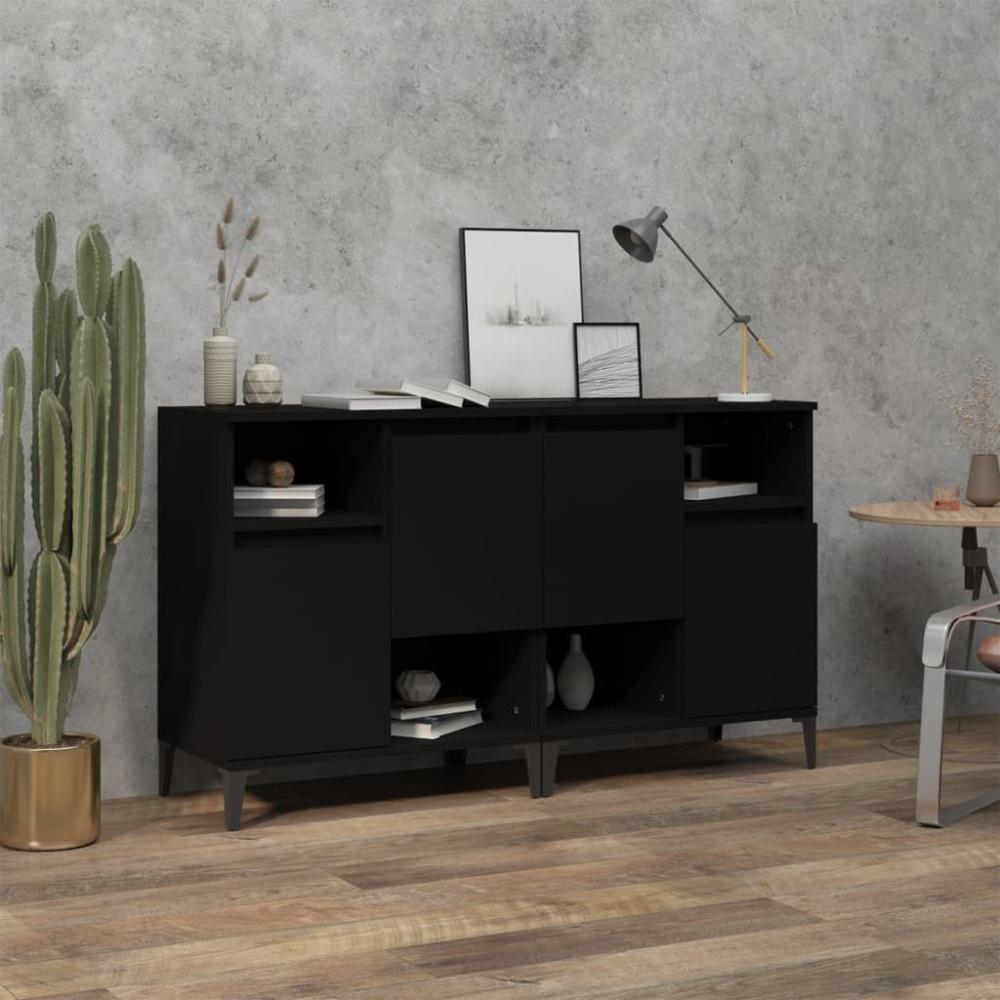 vidaXL Sideboards 2 Stk. Schwarz 60x35x70 cm Holzwerkstoff Bild 1