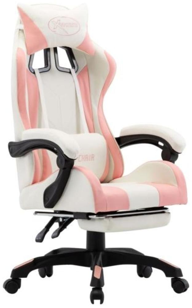 vidaXL Gaming-Stuhl mit Fußstütze Rosa und Weiß Kunstleder Bild 1