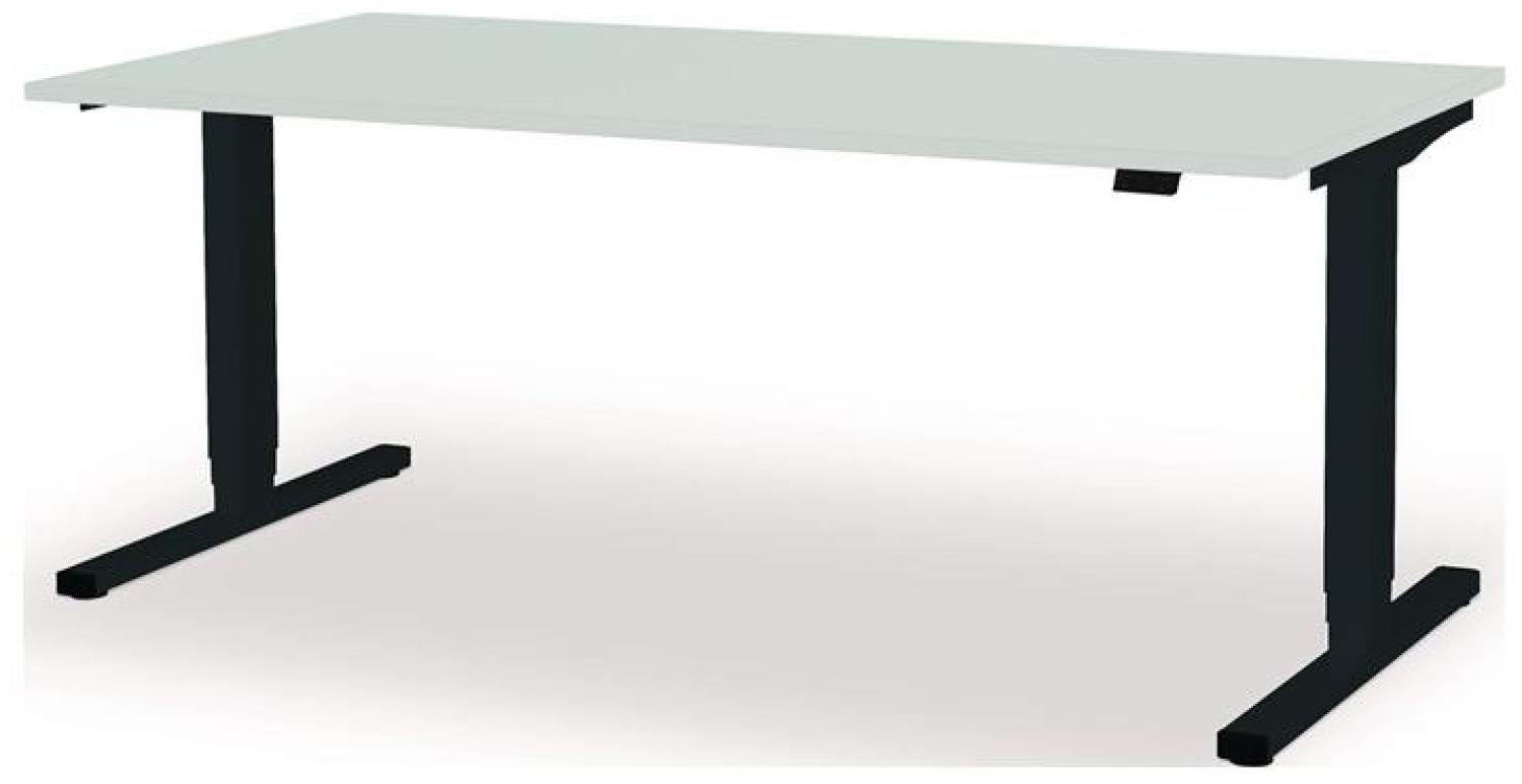 Schreibtisch levero H650-1250xB1800xT800mm anthrazitgrau/lichtgrau elektr. MAUSER "" Bild 1