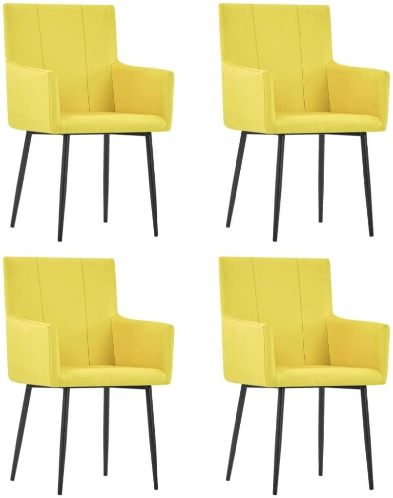 vidaXL Esszimmerstühle mit Armlehnen 4 Stk. Gelb Stoff [279706] Bild 1