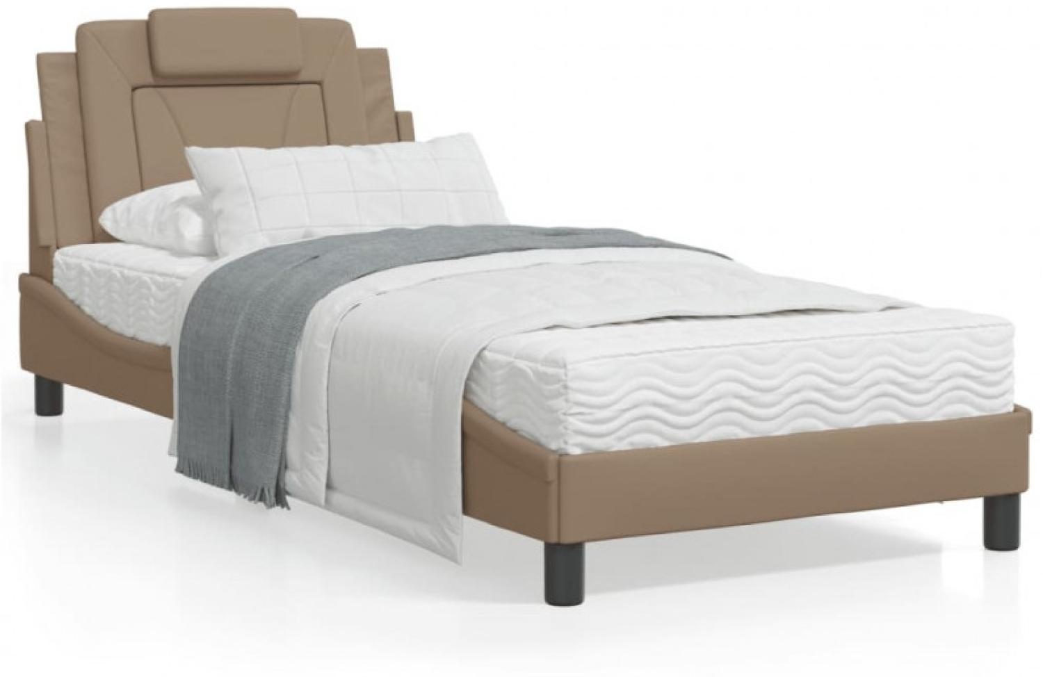 Bett mit Matratze Cappuccino-Braun 90x200 cm Kunstleder (Farbe: Braun) Bild 1