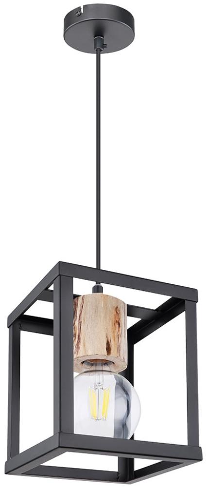 Hängeleuchte, Industrial, Metall Holz, schwarz, H 120 cm Bild 1