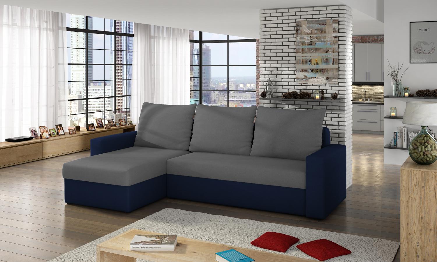 Sofa L-Form Livio-P beidseitig - mit Schlaffunktion - Zinn Bild 1
