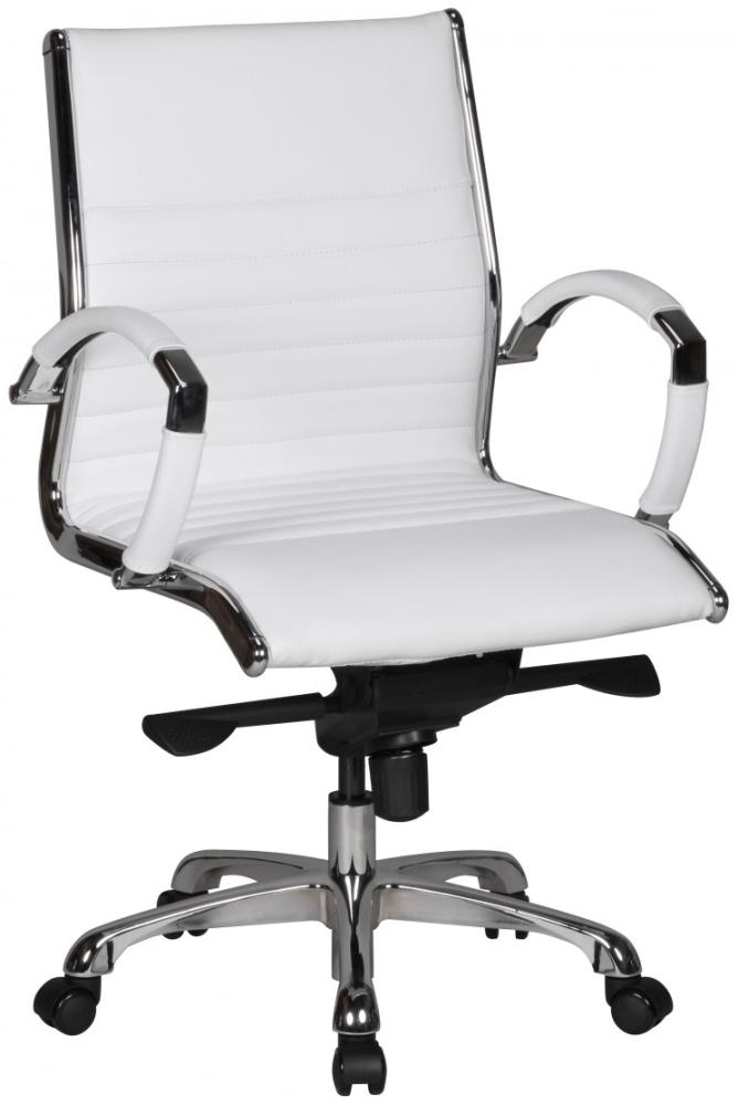 KADIMA DESIGN Bürostuhl SECCHIA in Echtleder - Ergonomischer Schreibtischstuhl für Komfort und Flexibilität im Büro. Farbe: Weiß Bild 1