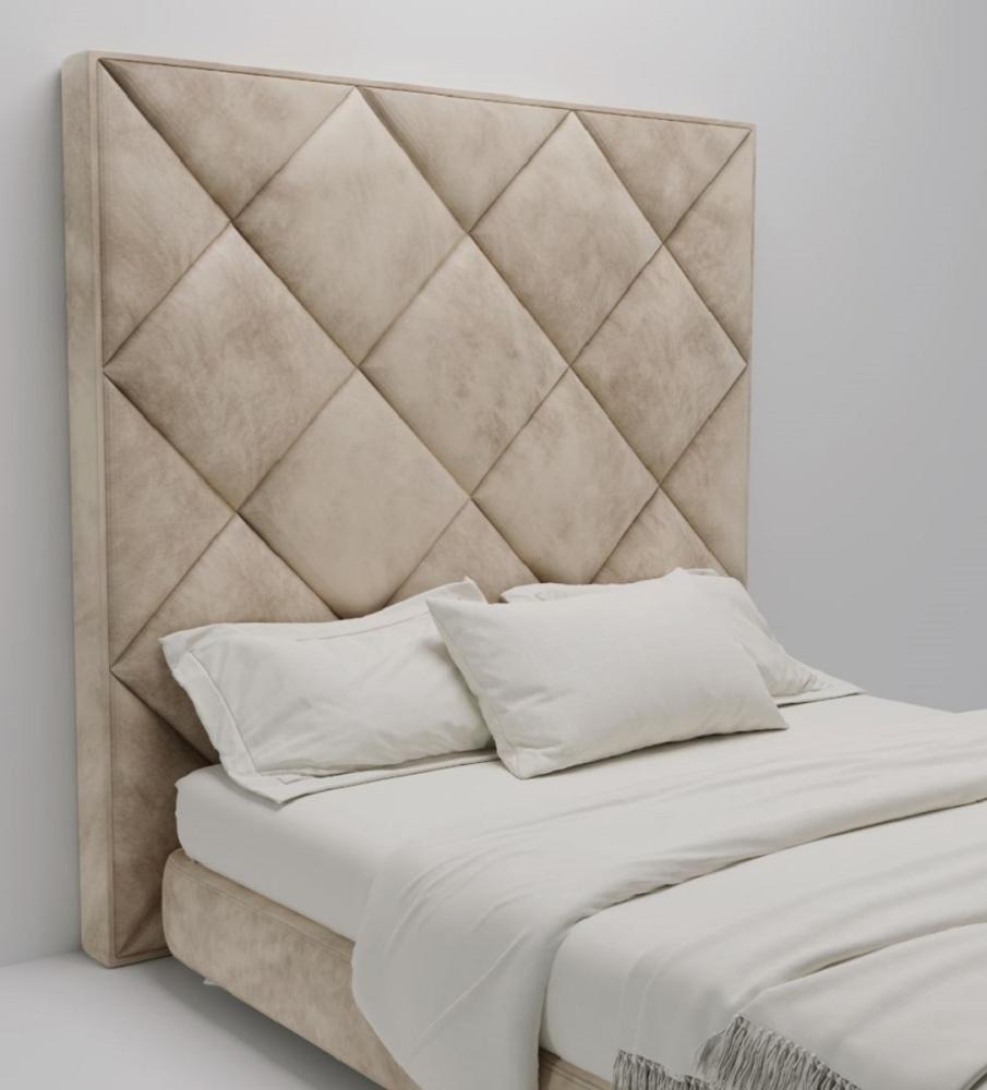 Casa Padrino Luxus Samt Bett-Kopfteil Beige 190 x 14 x H. 240 cm - Schlafzimmer Möbel - Hotel Möbel - Luxus Qualität Bild 1