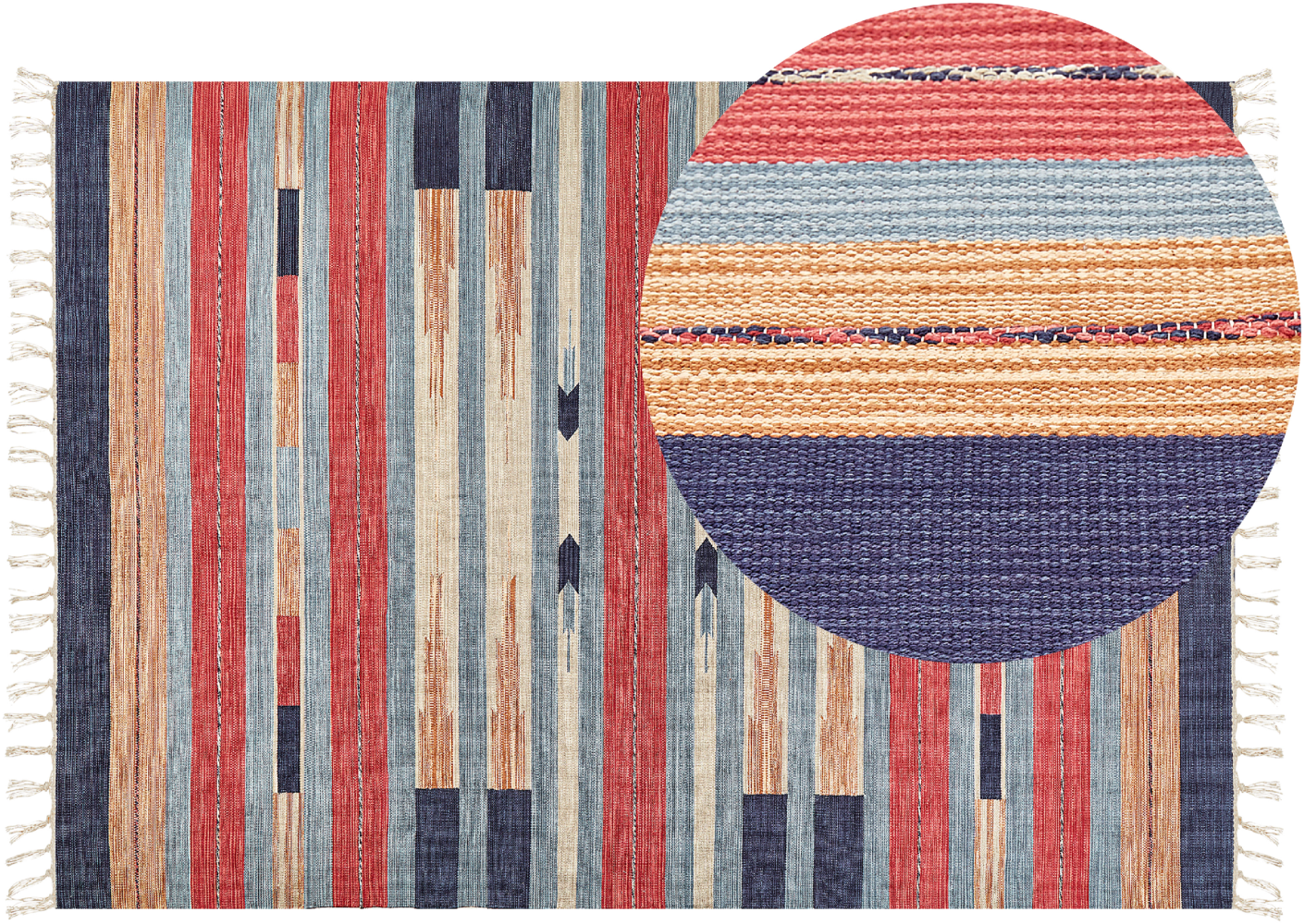 Kelim Teppich Baumwolle mehrfarbig 200 x 300 cm geometrisches Muster Kurzflor GANDZAK Bild 1