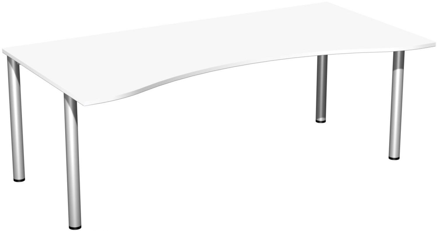 Schreibtisch '4 Fuß Flex', feste Höhe 200x100cm, Weiß / Silber Bild 1