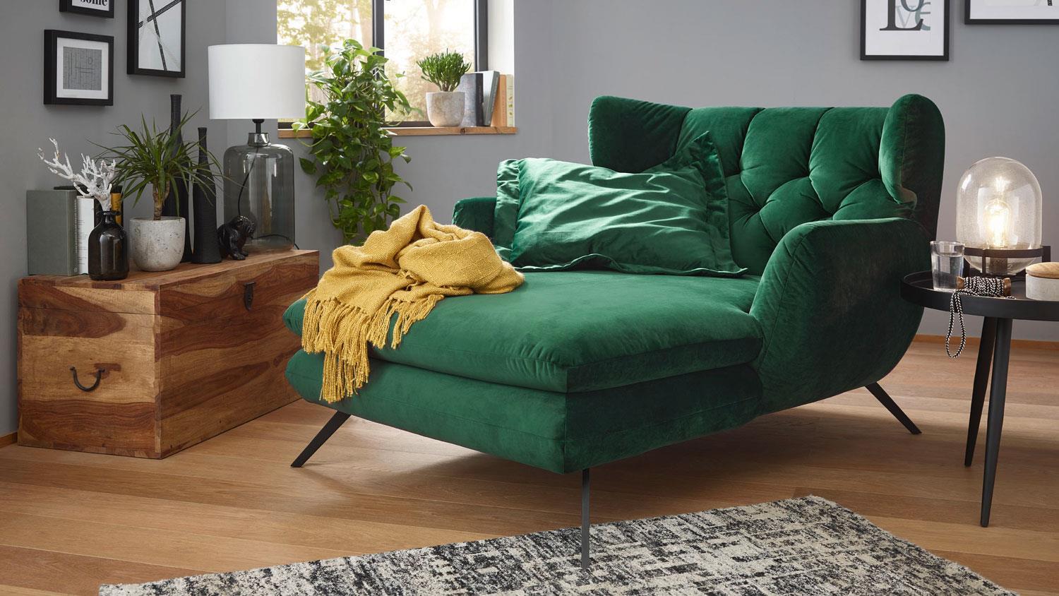 Candy Longseat SIXTY Chaiselongue Sofa Velour smaragd grün 126x160 cm Bild 1