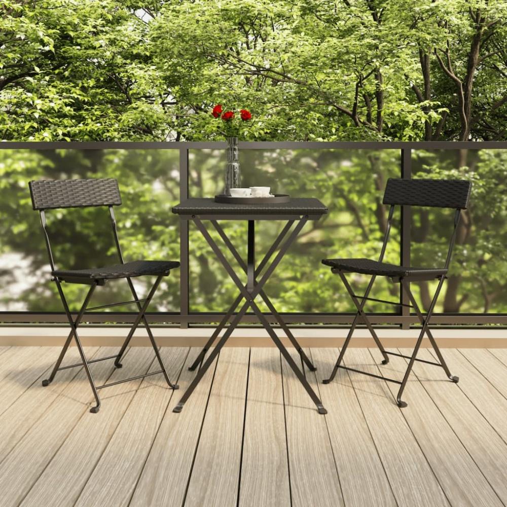 vidaXL 3-tlg. Bistro-Set Klappbar Schwarz Poly Rattan Bild 1