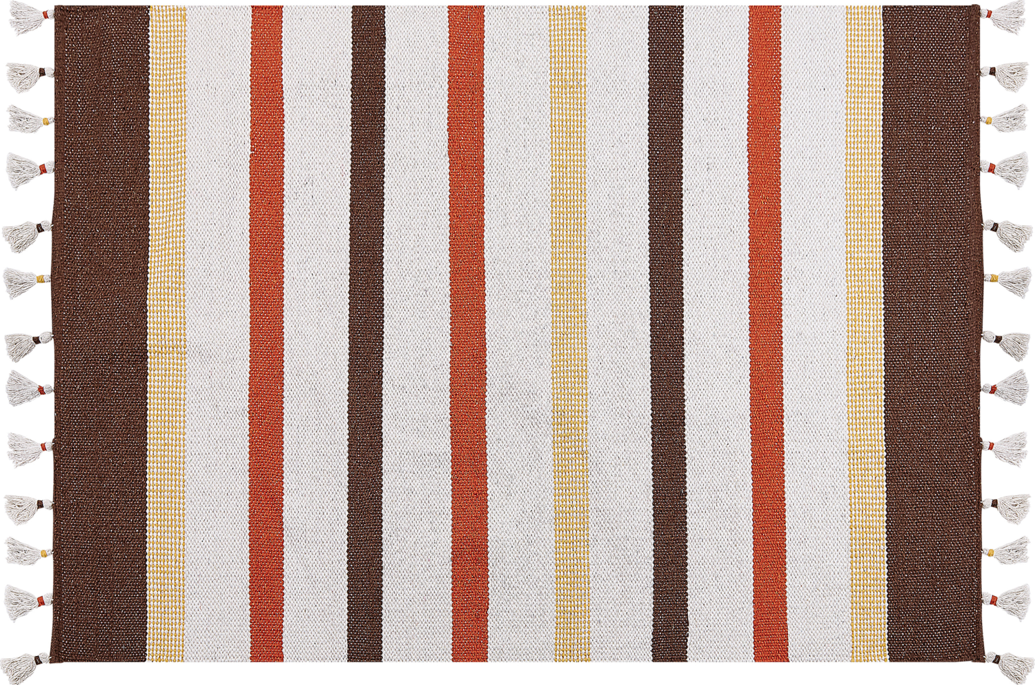 Teppich Baumwolle braun beige 160 x 230 cm gestreiftes Muster Kurzflor HISARLI Bild 1