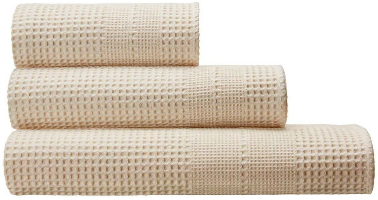 Cotonea Waffelpikee-Handtücher aus Bio Baumwolle | Gästetuch 35x50 cm | natur Bild 1