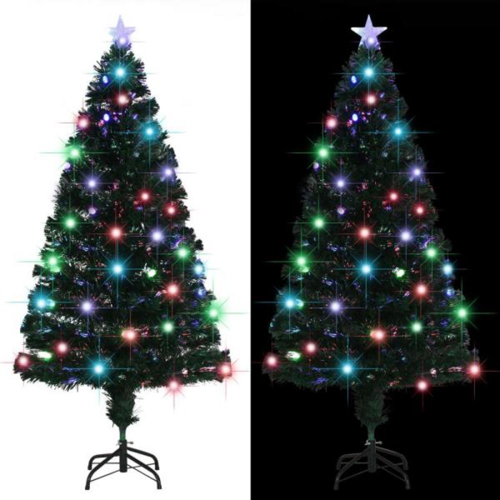 vidaXL Künstlicher Weihnachtsbaum mit Ständer/LED 150 cm Fiberoptik, Mit Beleuchtung [284301] Bild 1