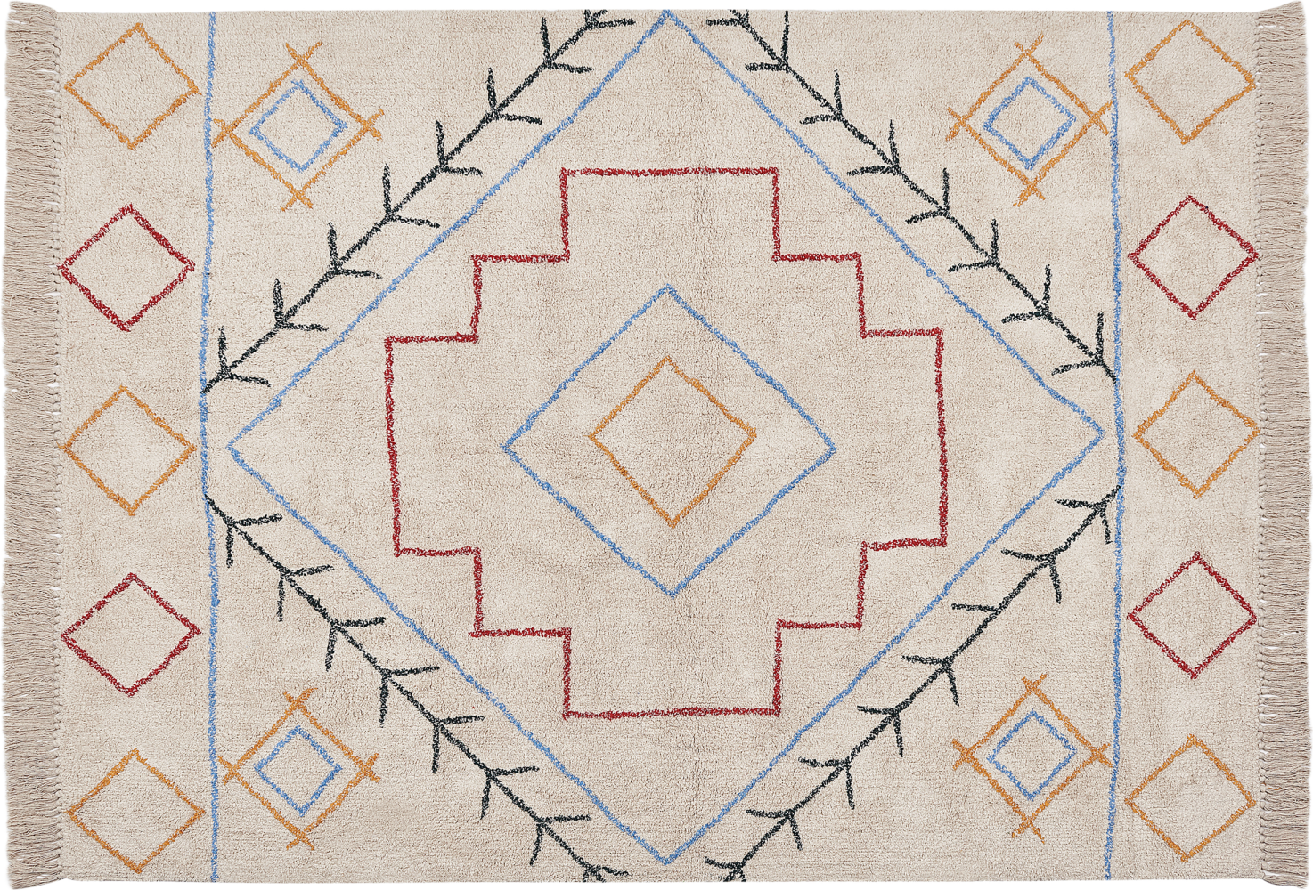 Teppich Baumwolle mehrfarbig 160 x 230 cm geometrisches Muster Kurzflor KUSKAN Bild 1