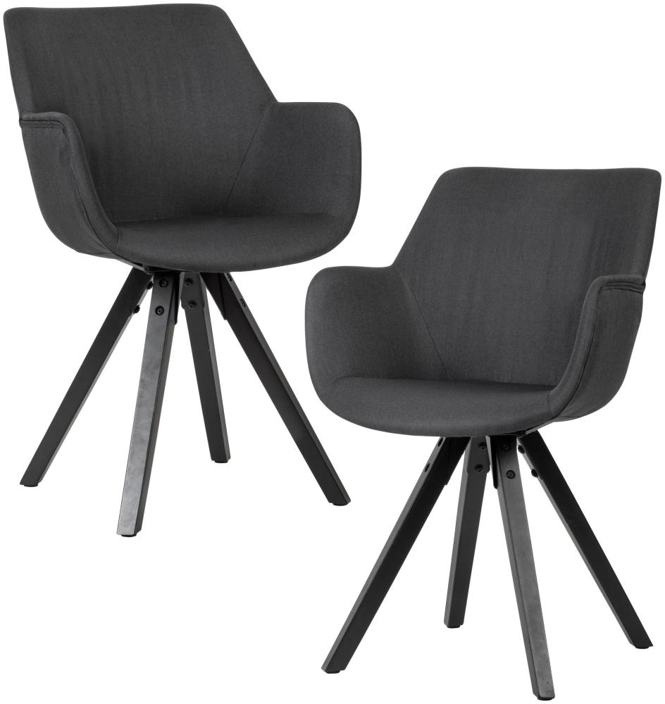 KADIMA DESIGN Esszimmerstuhl-Set ESENZIA - Moderne Design Stühle mit flexibler Sitzschale und Armlehnen für höchsten Komfort. Farbe: Schwarz, Material: Stoff Bild 1