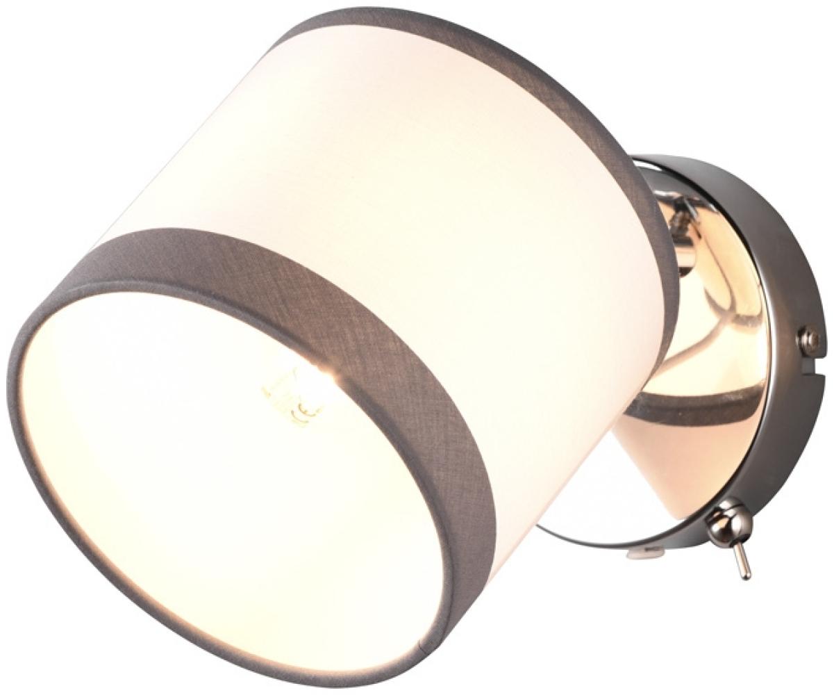 LED Wandstrahler mit Schalter und Stoffschirm in Weiß/Grau, Höhe 21cm Bild 1