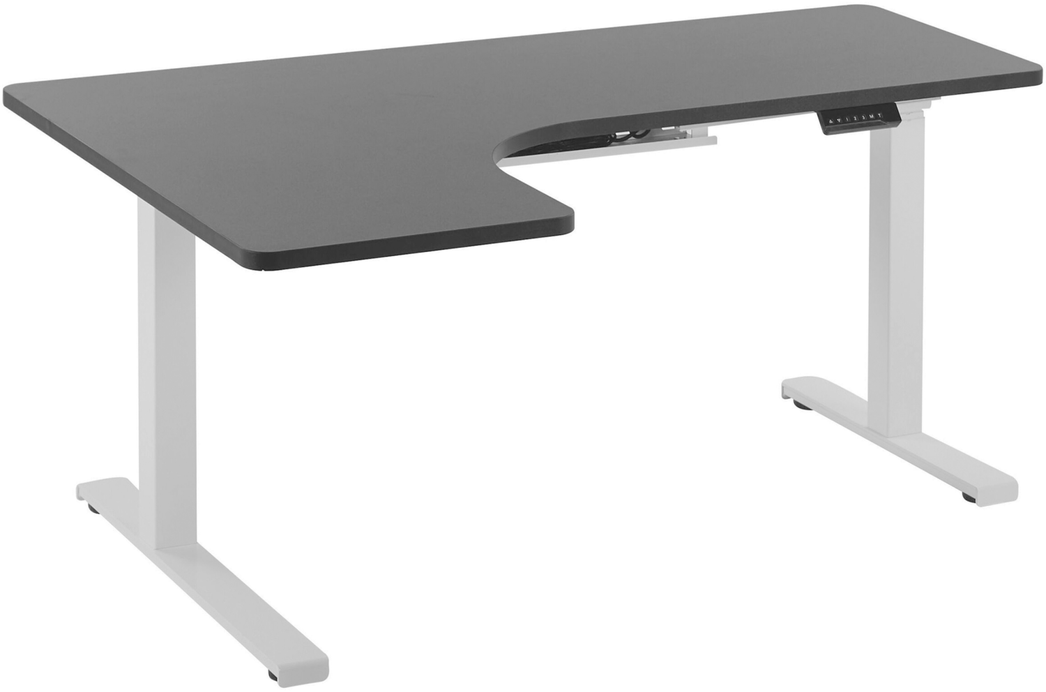 Schreibtisch elektrisch höhenverstellbar, linksseitig, Spanplatte schwarz, 65-131 x 160 x 110 cm Bild 1